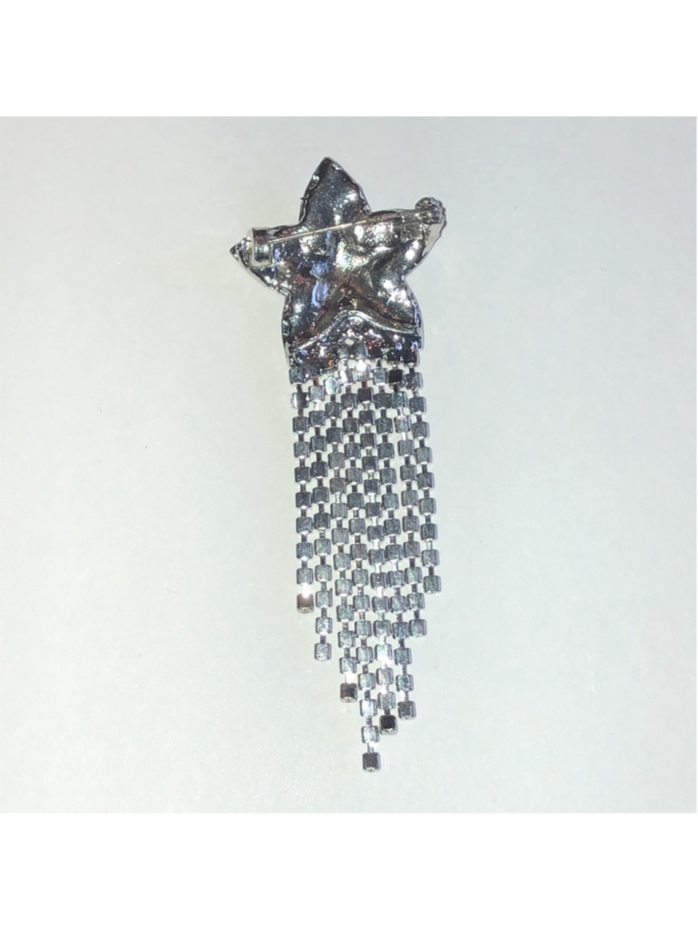 Sparkling Silver Tone Dangling Star Brooch with Rhinestones - Picture 5 of 5
